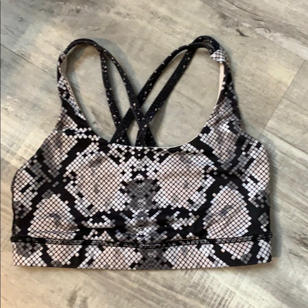 Snake skin Lululemon sports bra.